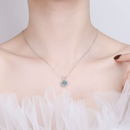 925 Sterling Silver Hexagram Heart Pendant Necklace with 1ct/2ct/3ct Moissanite, in White or Yellow Gold Plating
