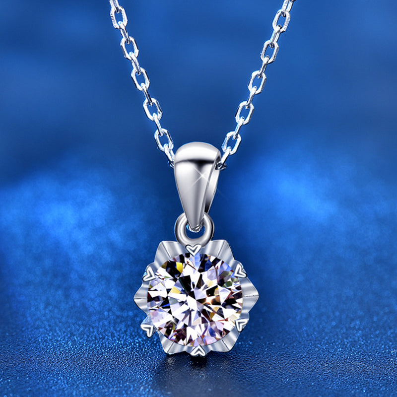 925 Sterling Silver Hexagram Snowflake Necklace with 1ct D Color Moissanite & Adjustable Cross Chain, 0.05µm White Gold Plated/Yellow Gold Plated