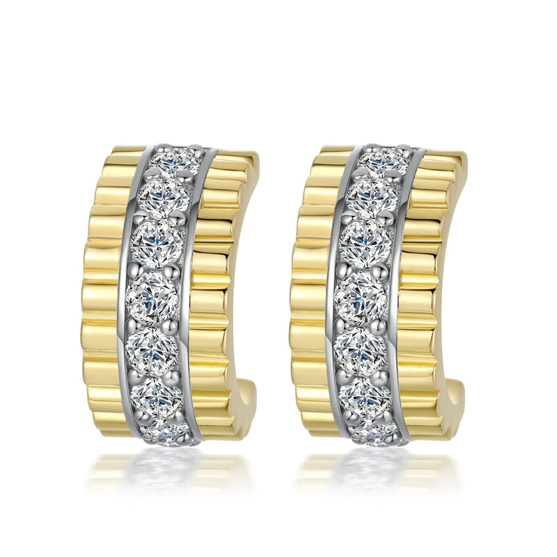 925 Sterling Silver Hoop Earrings for Women Elegant Zircon Geometric Circle Earrings Gold Plated 6g