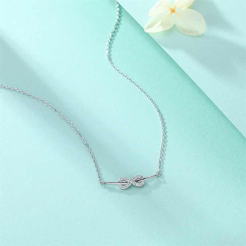 925 Sterling Silver Infinity Love Pendant Necklace - "8" Shaped Zircon Letter Design