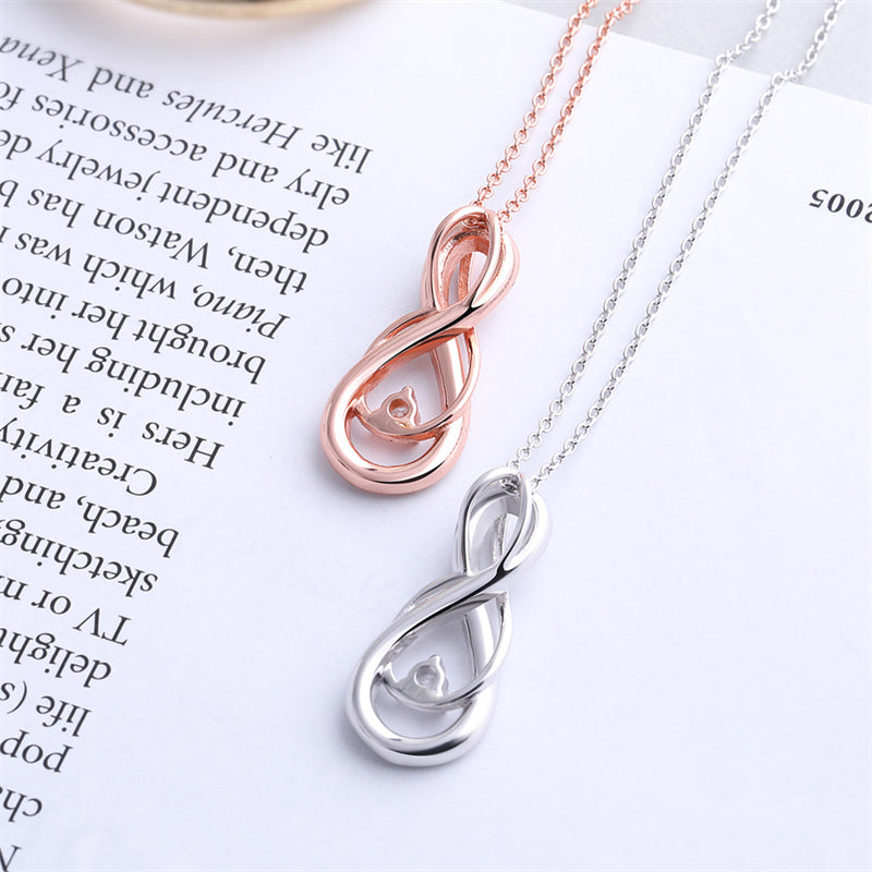 925 Sterling Silver Infinity Pendant Necklace - Modern Figure 8 Design