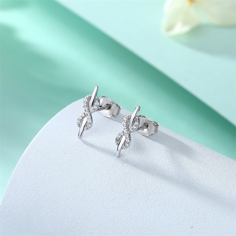 925 Sterling Silver Infinity Symbol Earrings – Dainty Zircon Love Knot Studs