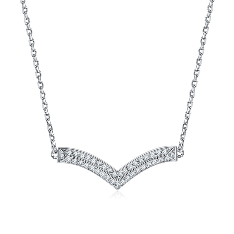 925 Sterling Silver Initial Necklace - Modern V-Shaped Pendant Design