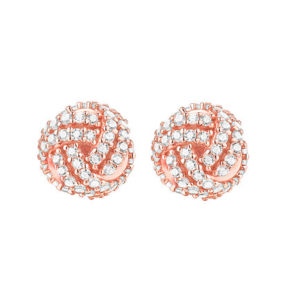925 Sterling Silver Knit Ball Stud Earrings – Korean-Inspired Geometric Jewelry