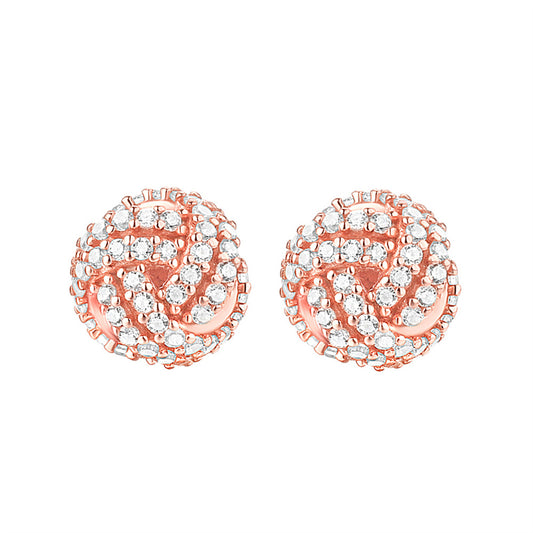 925 Sterling Silver Knit Ball Stud Earrings – Korean-Inspired Geometric Jewelry