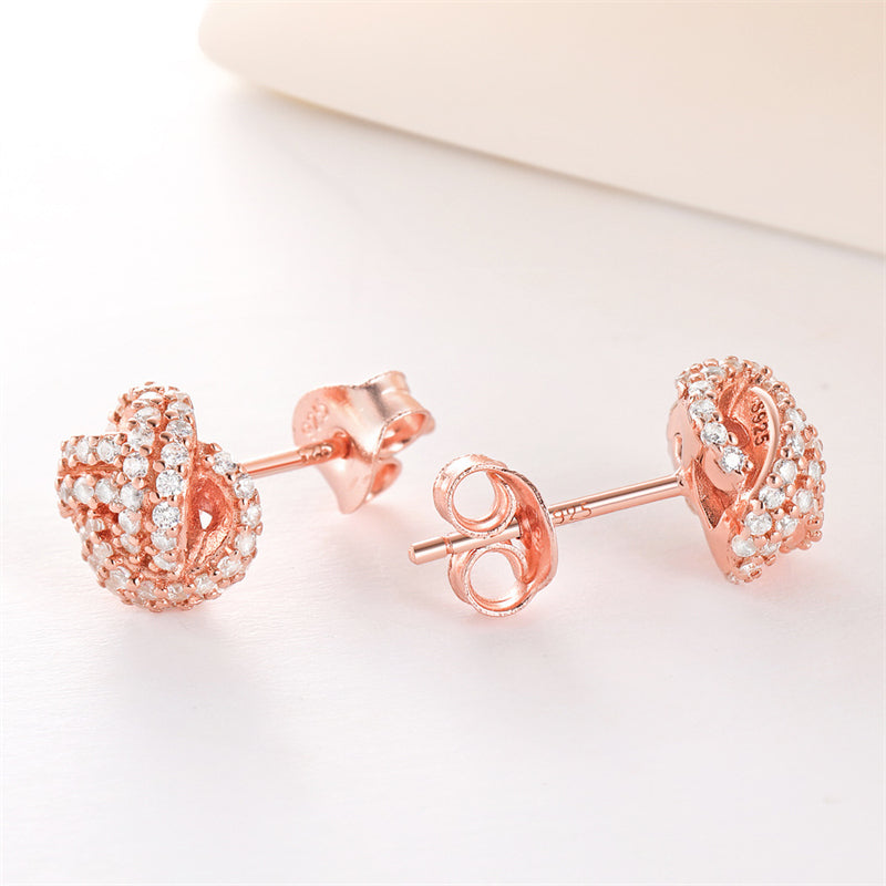 925 Sterling Silver Knit Ball Stud Earrings – Korean-Inspired Geometric Jewelry