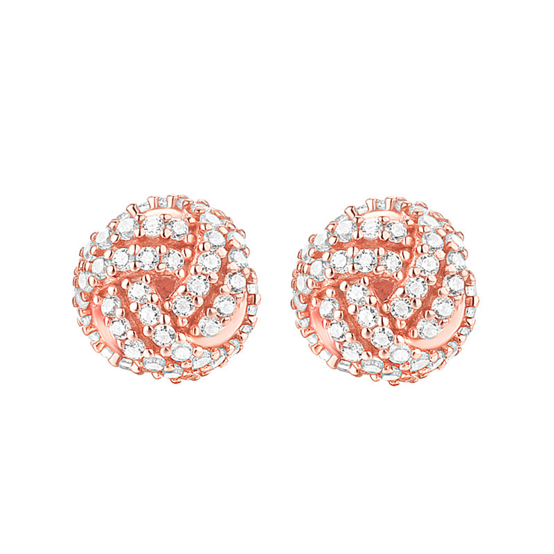 925 Sterling Silver Knit Ball Stud Earrings – Korean-Inspired Geometric Jewelry