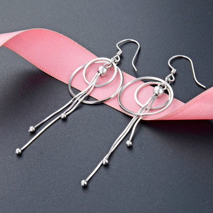 925 Sterling Silver Korean Style Drop Earrings - 2.8g Elegant Dangle Earrings for Women