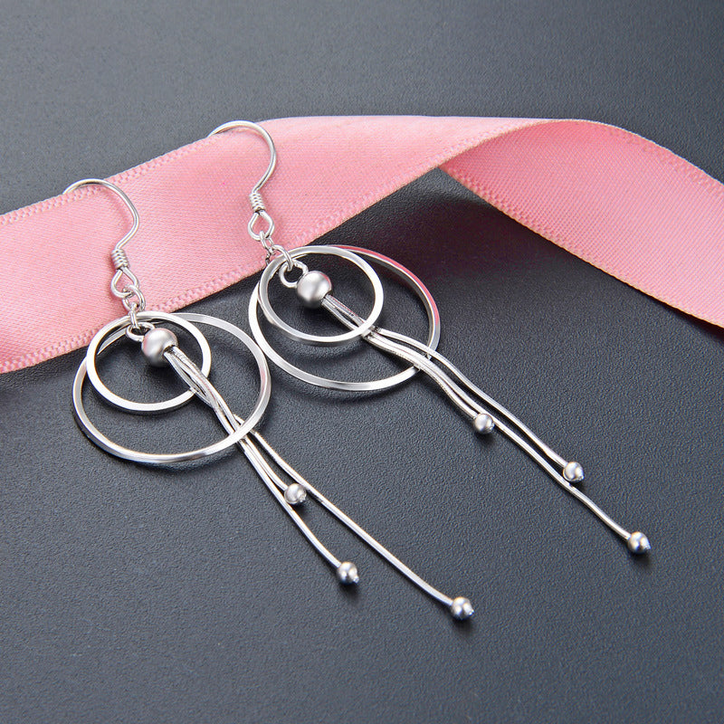 925 Sterling Silver Korean Style Drop Earrings - 2.8g Elegant Dangle Earrings for Women