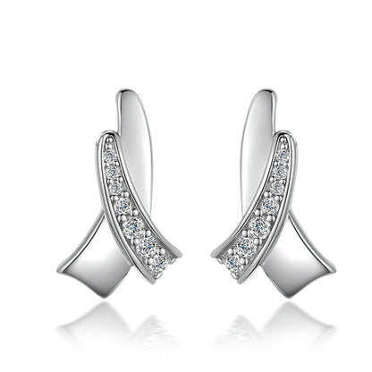 925 Sterling Silver Letter Earrings for Women Elegant Alphabet Stud Earrings White Gold Plated 2g