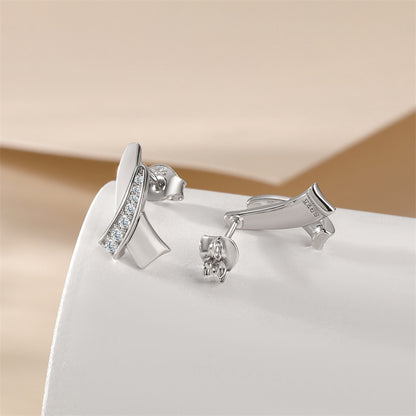 925 Sterling Silver Letter Earrings for Women Elegant Alphabet Stud Earrings White Gold Plated 2g