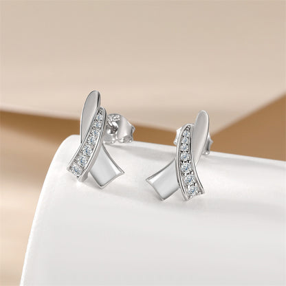 925 Sterling Silver Letter Earrings for Women Elegant Alphabet Stud Earrings White Gold Plated 2g