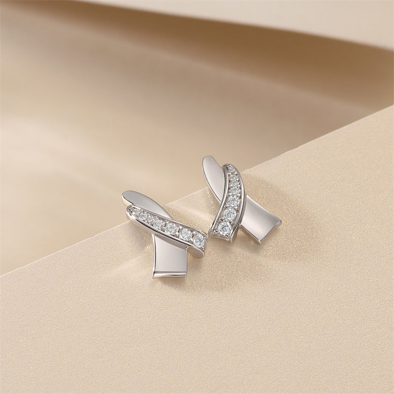 925 Sterling Silver Letter Earrings for Women Elegant Alphabet Stud Earrings White Gold Plated 2g