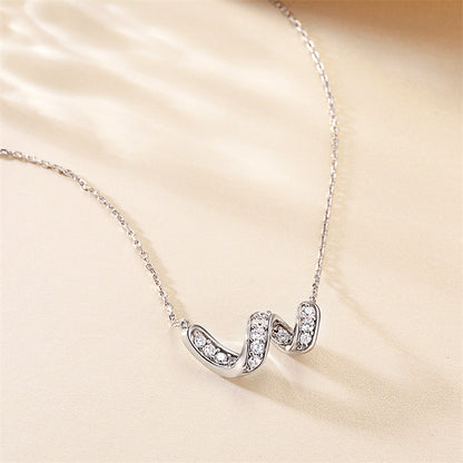 925 Sterling Silver Letter Pendant Necklace - Modern Personalized Collarbone Chain