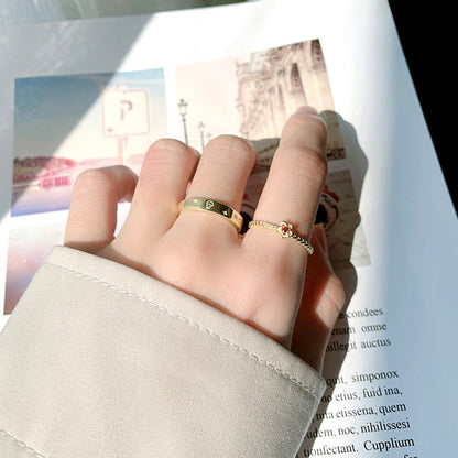 925 Sterling Silver Little Prince & Rose Couple Rings - Adjustable Cartoon-Inspired Matching Bands (Red/Zircon Options