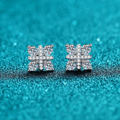 925 Sterling Silver Lucky Knot Moissanite Stud Earrings - 0.48CT with Goldfish Motif
