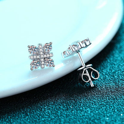 925 Sterling Silver Lucky Knot Moissanite Stud Earrings - 0.48CT with Goldfish Motif
