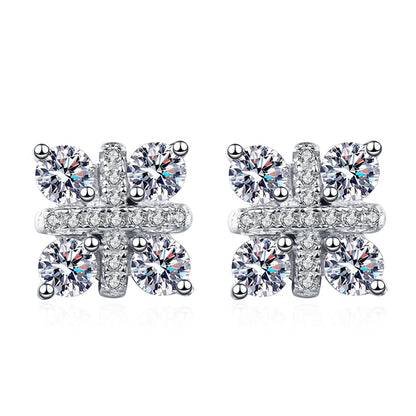 925 Sterling Silver Lucky Knot Moissanite Stud Earrings - 0.48CT with Goldfish Motif