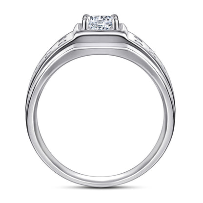 925 Sterling Silver Men's Wedding Ring - Premium Zircon Geometric Band