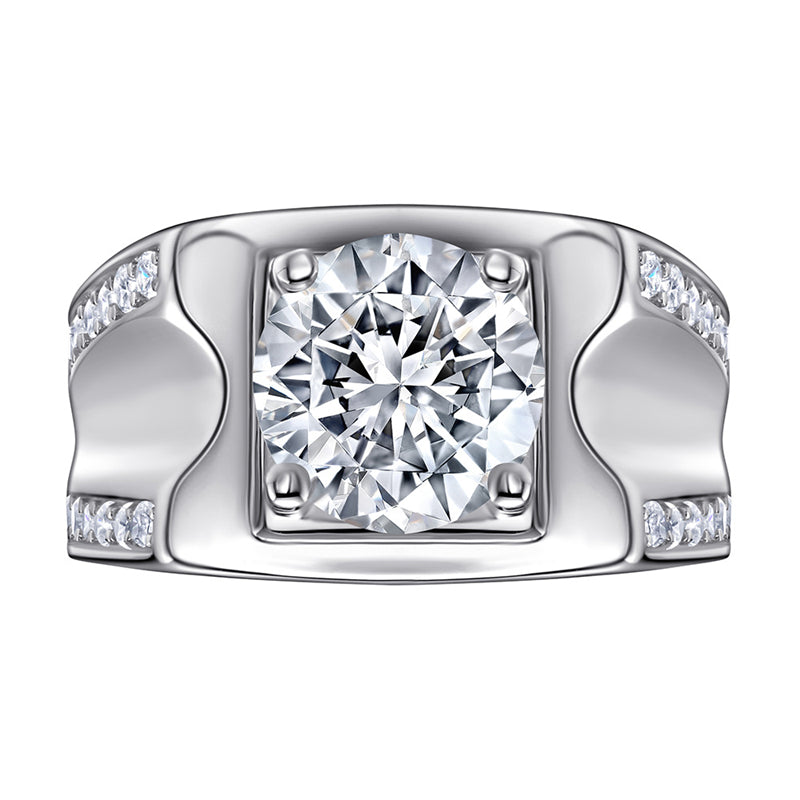 925 Sterling Silver Men's Wide Band Ring - Bold Zircon Statement Jewelry