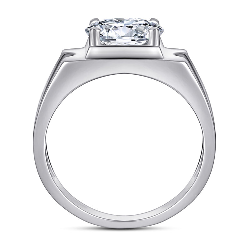 925 Sterling Silver Men's Wide Band Ring - Bold Zircon Statement Jewelry