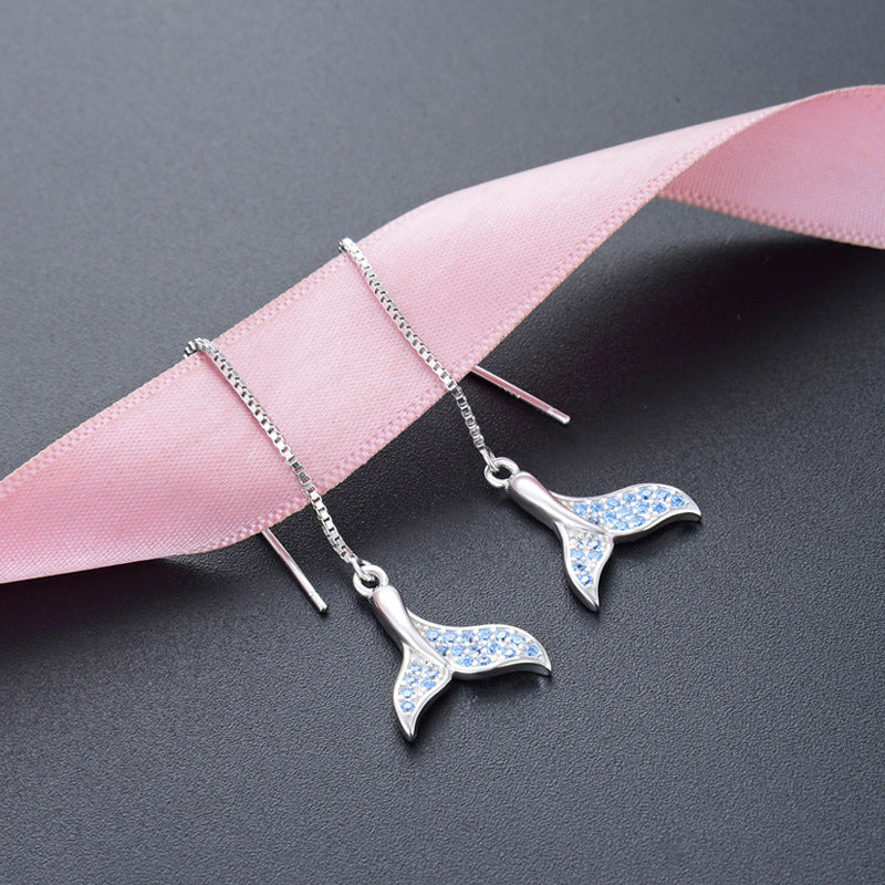 925 Sterling Silver Mermaid Tail Stud Earrings for Women - Minimalist Fashion Earrings with Plastic Backs