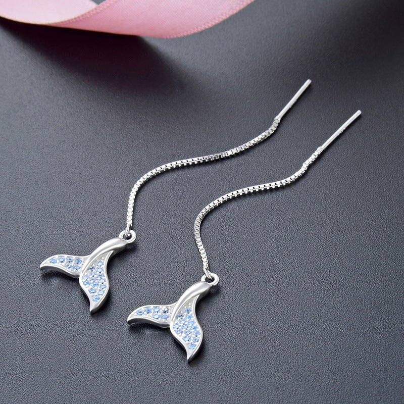 925 Sterling Silver Mermaid Tail Stud Earrings for Women - Minimalist Fashion Earrings with Plastic Backs