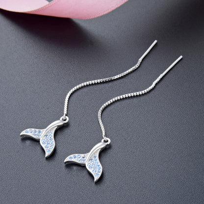 925 Sterling Silver Mermaid Tail Stud Earrings for Women - Minimalist Fashion Earrings with Plastic Backs