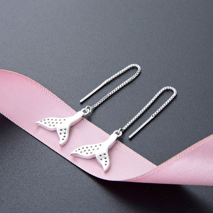 925 Sterling Silver Mermaid Tail Stud Earrings for Women - Minimalist Fashion Earrings with Plastic Backs