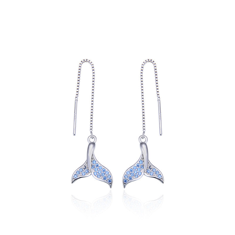 925 Sterling Silver Mermaid Tail Stud Earrings for Women - Minimalist Fashion Earrings with Plastic Backs