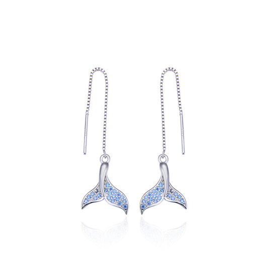 925 Sterling Silver Mermaid Tail Stud Earrings for Women - Minimalist Fashion Earrings with Plastic Backs