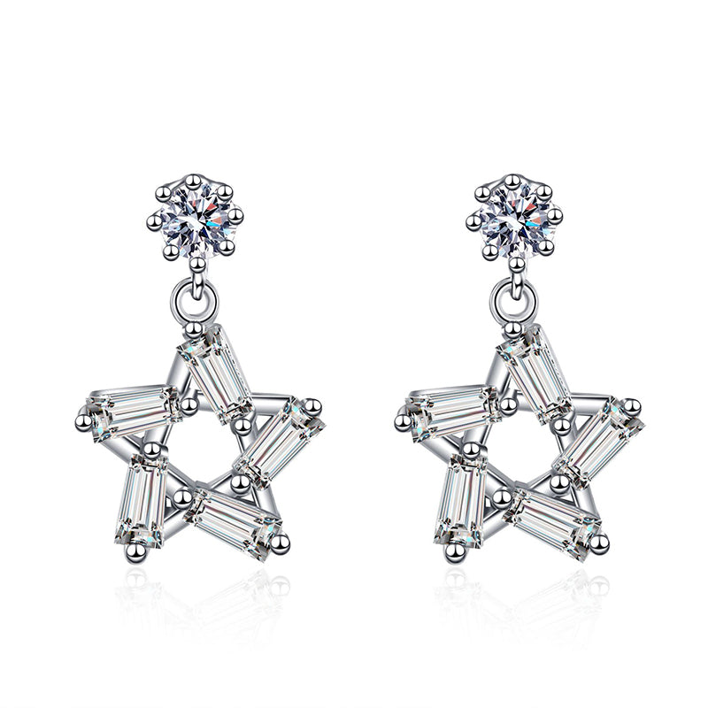 925 Sterling Silver Minimalist 0.2ct Moissanite Stud Earrings - Delicate Leaf Design with Rose Motif