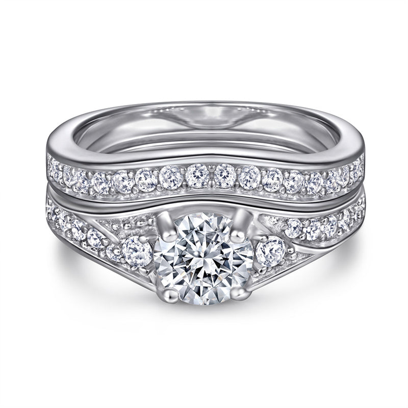 925 Sterling Silver Minimalist Ring Set – Modern Geometric Zircon Stackable Bands