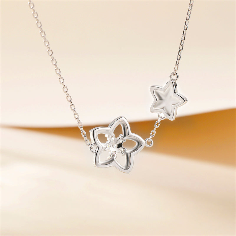 925 Sterling Silver Minimalist Star Pendant Necklace - Dainty Everyday Collarbone Chain
