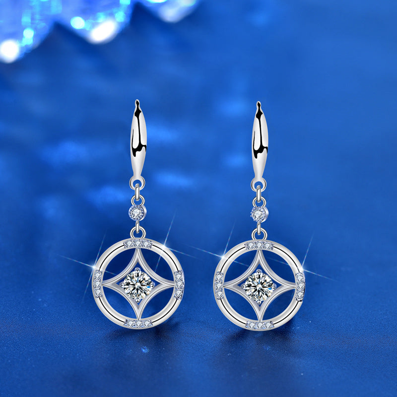 925 Sterling Silver Minimalist Stud Earrings with 0.5ct Moissanite - White Gold Plated Ethnic Inspired Jewelry for Women