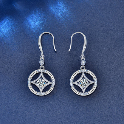 925 Sterling Silver Minimalist Stud Earrings with 0.5ct Moissanite - White Gold Plated Ethnic Inspired Jewelry for Women