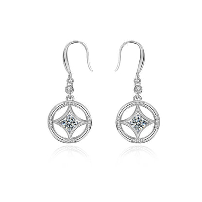 925 Sterling Silver Minimalist Stud Earrings with 0.5ct Moissanite - White Gold Plated Ethnic Inspired Jewelry for Women