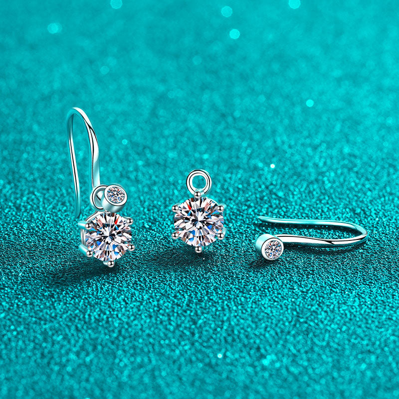 925 Sterling Silver Minimalist Wave Stud Earrings with Moissanite – Elegant & Stylish for Women
