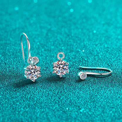 925 Sterling Silver Minimalist Wave Stud Earrings with Moissanite – Elegant & Stylish for Women