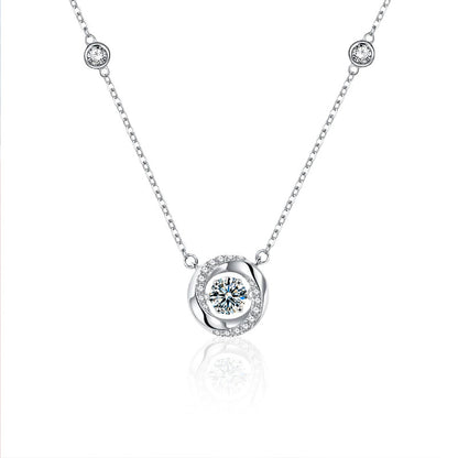 925 Sterling Silver Mobius Pendant Necklace with 0.5ct Moissanite Cross Chain Rhodium Plated Women's Elegant Jewelry