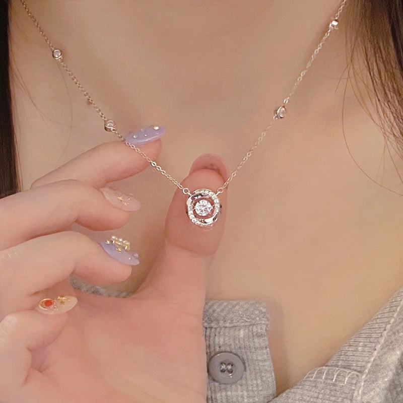 925 Sterling Silver Mobius Pendant Necklace with 0.5ct Moissanite Cross Chain Rhodium Plated Women's Elegant Jewelry