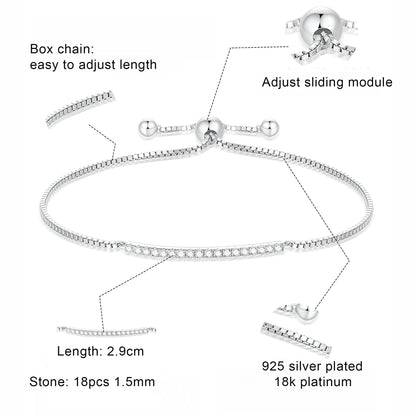 925 Sterling Silver Moissanite Bracelet - Elegant Geometric Jewelry with Fringe Detailing