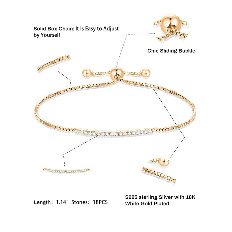925 Sterling Silver Moissanite Bracelet - Elegant Geometric Jewelry with Fringe Detailing