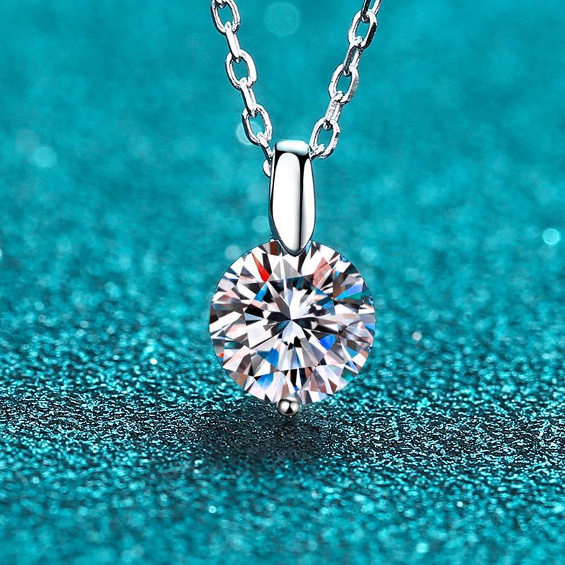 925 Sterling Silver Moissanite Necklace  - 1CT to 3CT Minimalist Band for Women