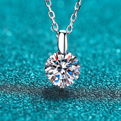 925 Sterling Silver Moissanite Necklace  - 1CT to 3CT Minimalist Band for Women