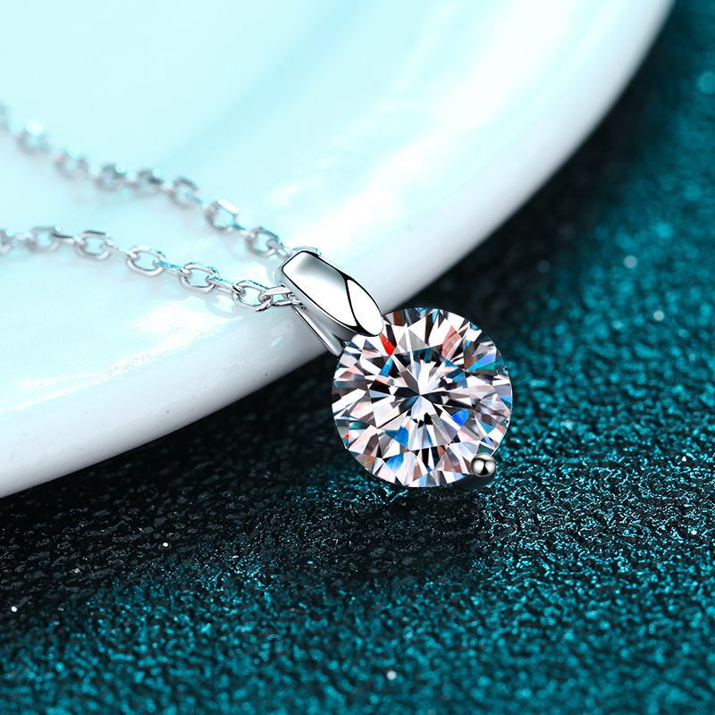 925 Sterling Silver Moissanite Necklace  - 1CT to 3CT Minimalist Band for Women