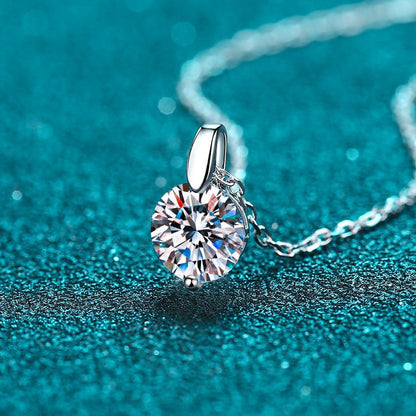 925 Sterling Silver Moissanite Necklace  - 1CT to 3CT Minimalist Band for Women