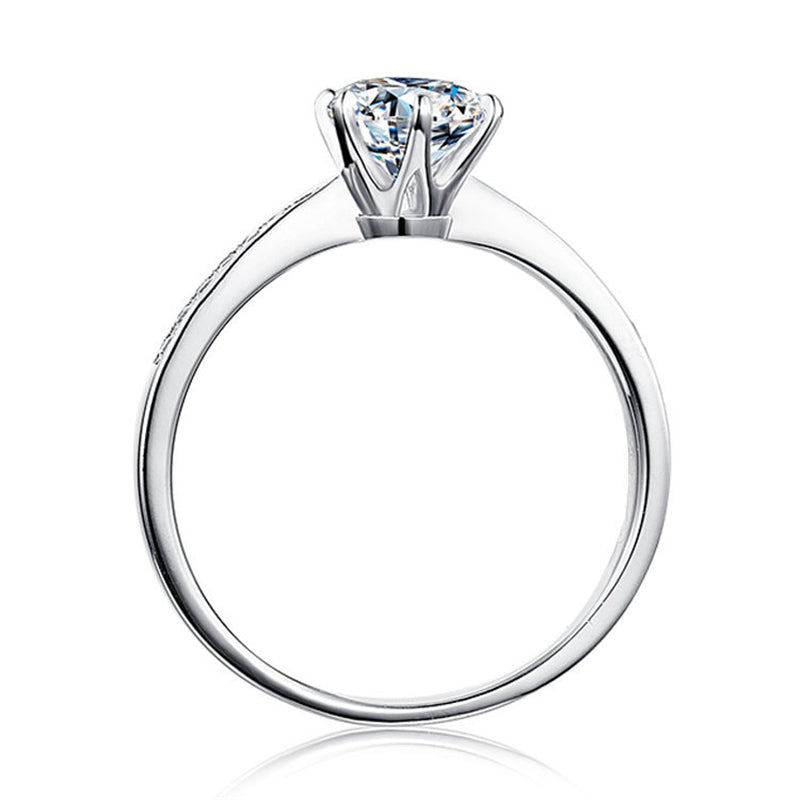 925 Sterling Silver Moissanite Solitaire Ring - Classic Round Cut Engagement Jewelry
