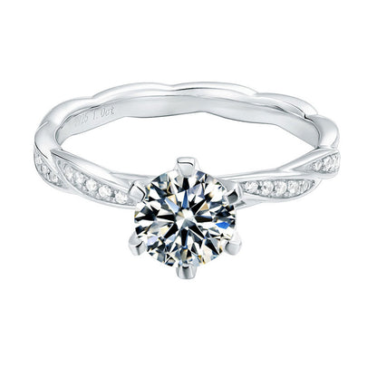 925 Sterling Silver Moissanite Solitaire Ring - Six-Prong Classic Engagement Jewelry