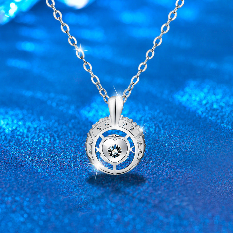 925 Sterling Silver Multi-Layer Circle Pendant Necklace with 1ct Moissanite Cross Chain Women's Rhodium Plated Luxury Jewelry